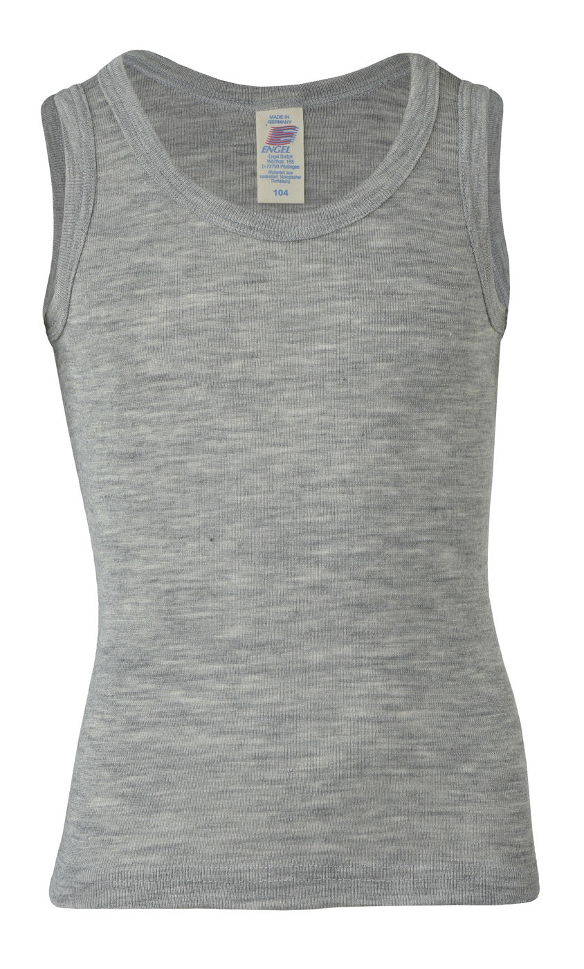 Canottiera in lana e seta per bimbi - grigio mélange